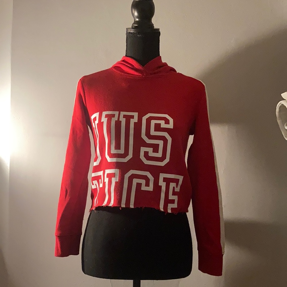 Size 10, girls red and white, hoodie from Justice
